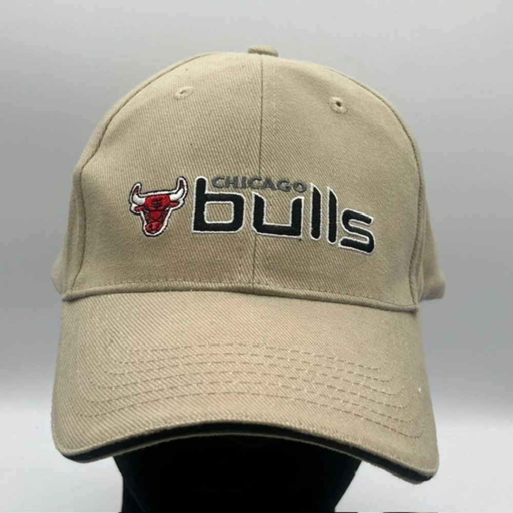 Kick10 Chicago‎ Bulls Pepsi Hat Mens Khaki Tan Adjustable Baseball Cap NBA Logo